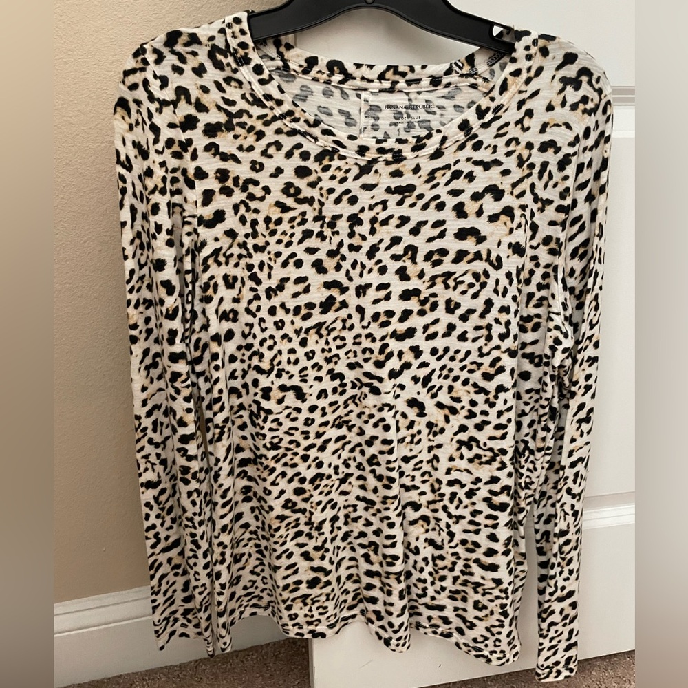 Banana Republic Animal Print Slub Long Sleeve Tee